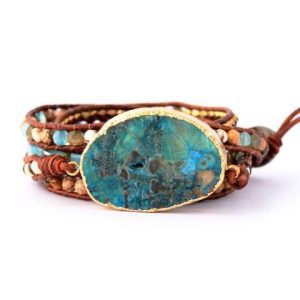 Bracelet-armband-uniek-Mixed-Natural-Stones-Gilded-Stone-Charm-5-Strands-Wrap-Bracelets-Handgemaakt-Boho