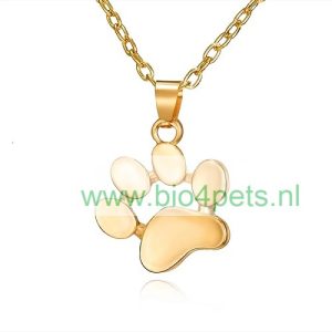 Planeet Verslaafd Namaak ketting met katten- of hondenpootje -poot afdruk- keuze uit 3 kleuren:  zilver, goud of roze goud - Bio4Pets